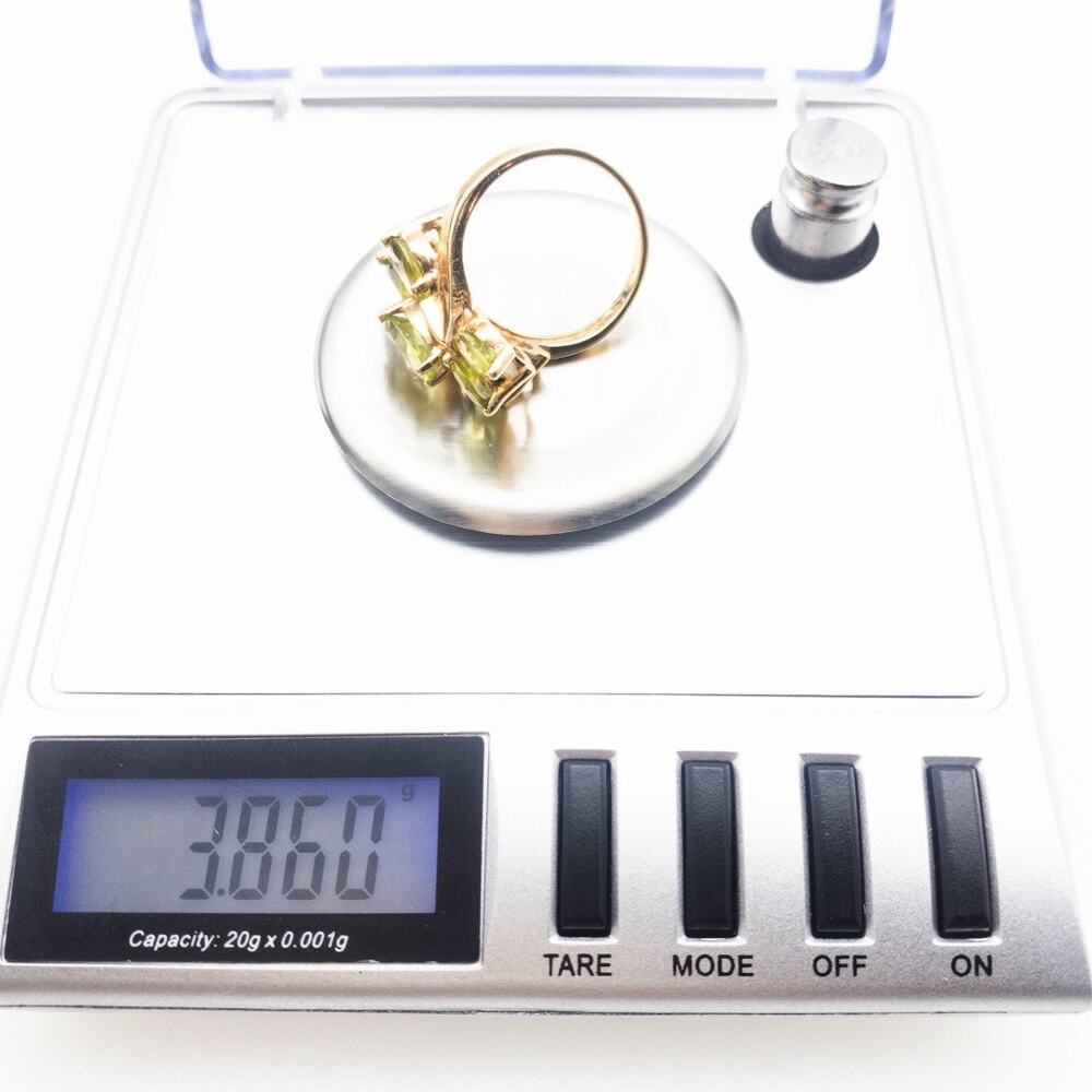 10K Yellow Gold Peridot Cluster Ring Marquise Green Stones Size 5.75 - Picture 12 of 12